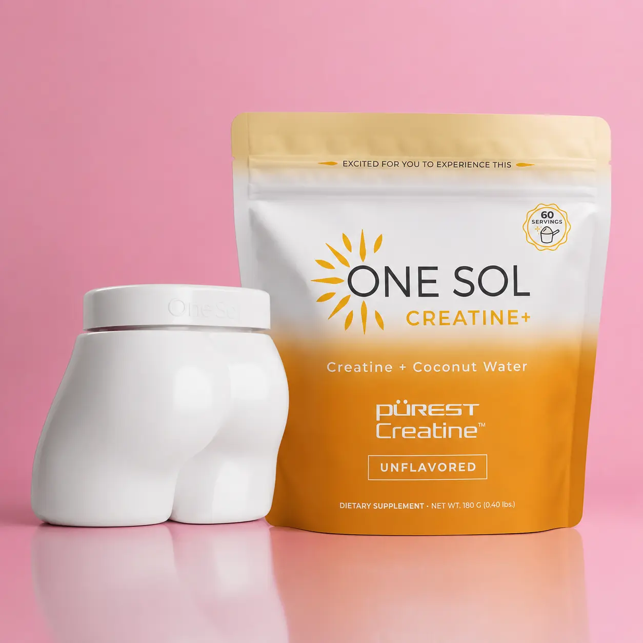The Booty Bundle — One Sol Creatine+ with Refillable Booty Bottle | 60 Servings