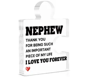 Nephew Gifts from Auntie Uncle Acrylic Block Puzzle Birthday Christmas Graduation Gifts for Nephew from Aunt Nephew Birthday Gifts Novelty Gifts for Nephew