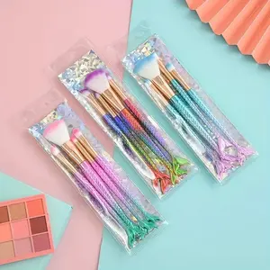 4 pcs Mermaid Brush For Makeup Blush Contouring Powder Shadow