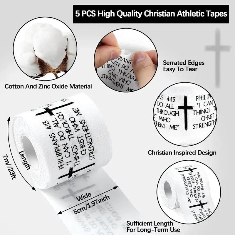 2 Pcs Cross Tape Christian Athletic Tape Wrap Tape 2 Inch X 23 Feet Cotton sports Wrist Wrap for Soccer Football Baseball Gymnastics Boxing Christian Church Gifts First Aid Injury Wrap