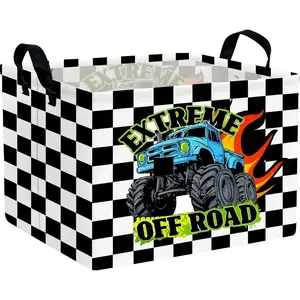 Rectangle Kids Baskets Car Basket Cute Storage Bin Organizer Boys Box for Room Decor Gift Basket(Racing car)