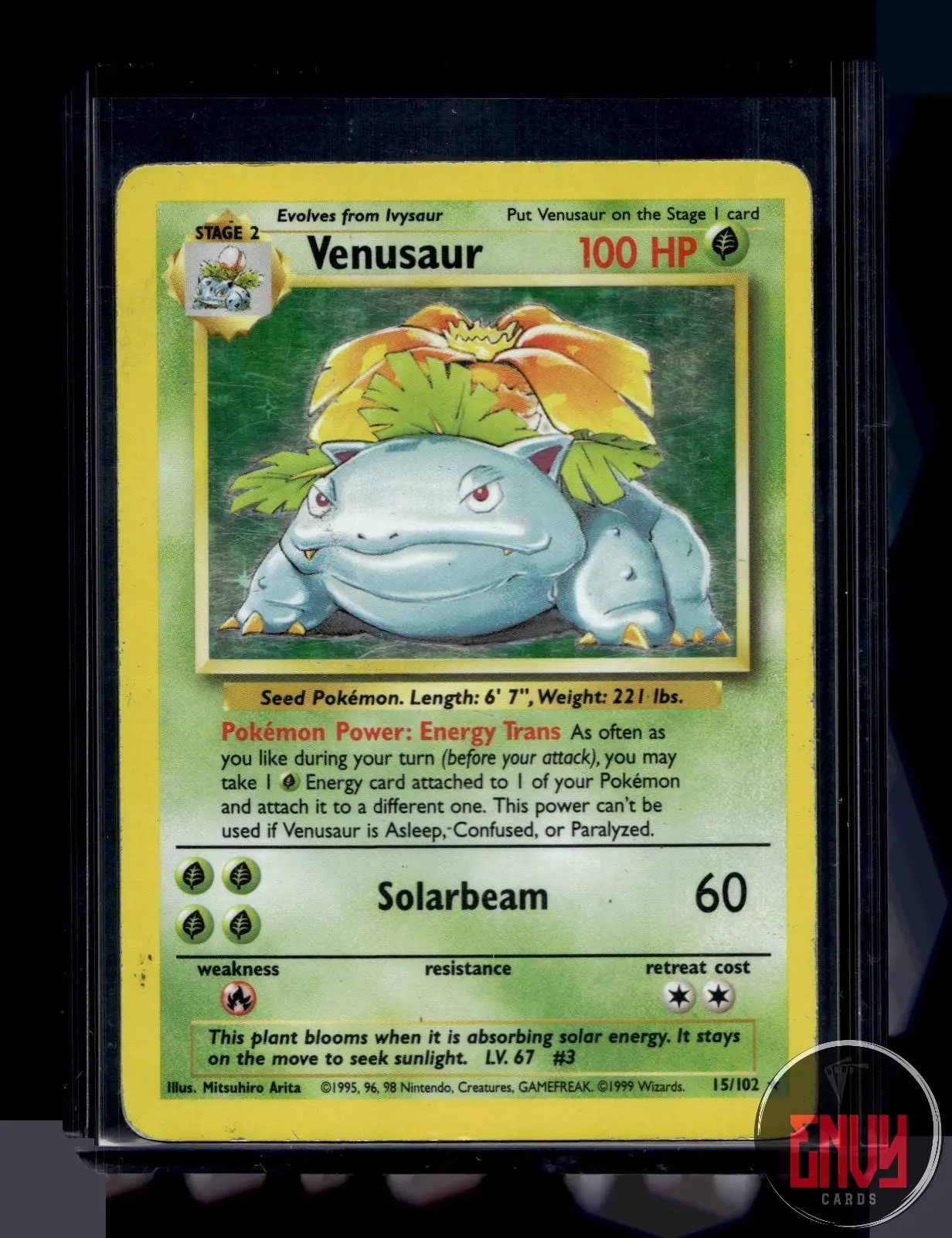 Venusaur Heavily Played 15/102 Holo Rare Base Set Unlimited Pokemon