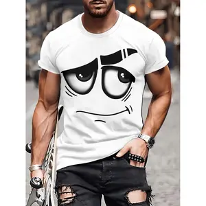 Men's 3D Novelty Graphic Tee - Casual Polyester Crew Neck T-Shirt, Machine Washable