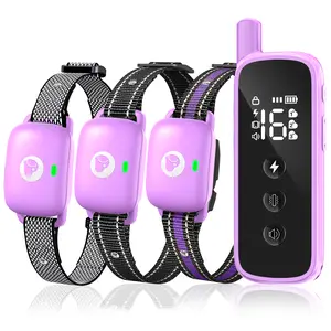 Purple Dog Training Collar – 4-in-1 Low Voltage Modes – Color Screen Display – Safety Lock,LED Light – TP-C Rechargeable – Anti-Bark,Explosion-Proof – Professional Dog Trainer Collar 3-piece Set Heaflex
