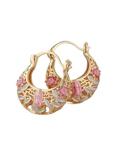 Vintage Flower Design Hollow Out Hoop Shape Earrings, High Quality Earrings, Fashionable Jewelry for Women, Trendy All-match & Exquisite Jewelry for Birthday Gift