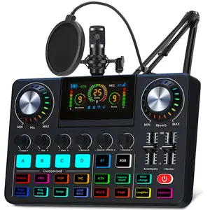 Professional Wireless Live Streaming Sound Card, Audio Podcast Equipment, Support Mobile Phone/Computer/PC, Audio Mixer, Streaming Mixer, Podcast Studio Equipment