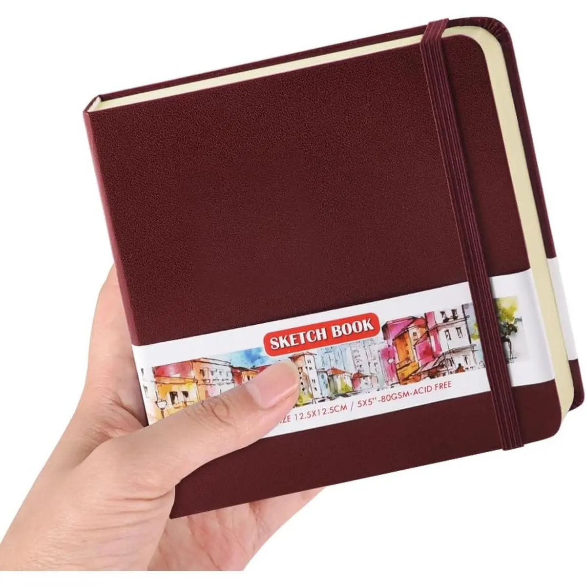 PU Cover-5x5in-Dark Red