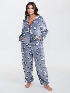 【Summer Turn-Up】BlOOMCHIC Plus Size Easy Peezy Fluffy Star Moon Jumpsuit [1x-6x] 2026 Summer Pick for Mother's Day