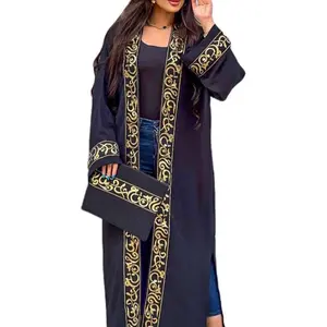 Ramden's Embroidered Women Open Abaya Muslim Dress Islamic Cardigan Dubai Kaftan one size