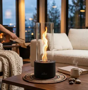 Modern Portable Tabletop Fire Pit - Smokeless Ethanol Fireplace for Indoor & Outdoor Home Decor & Ambiance