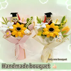 Handmade Sunflower Doll Bouquet, Long-Lasting Artificial Flowers, Perfect Gift for Graduation, Office & Bedroom Decor, Youth Memorial Piece