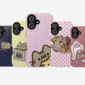 Kawaii Pusheen Cat Polka Dot Phone Case for iPhone Compatible with iPhone 11, 12, 13, 14, 15, 16, 17 & Samsung S22 S23 S24 S26 – check our available sizes