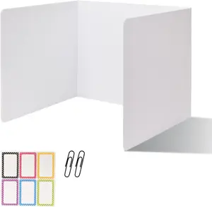 2 Pack Desk Dividers for Students,3-Fold Privacy Screens,Testing Dividers for Classroom Waterproof,Plastic Easy Clean Privacy Shields for Student Includes Extra Labels
