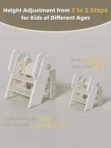 Toddler Climb Step for Bathroom Sink,Adjustable 3 Step Stop for Kids with Handles,Toilet Stool Potty Training,Foldable Step Stool for Bedroom Kitchen Counter,Plastic Ladder for Toddlers