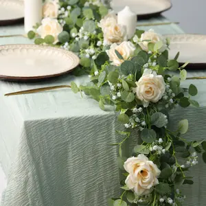 Artificial Rose Vine, 1 Count Fake Flower Faux Rose Vine, Decorative Flower Vine for Wedding & Party & Home Decor, Table Decoration Supplies, Fruit, Fake Plant Vine