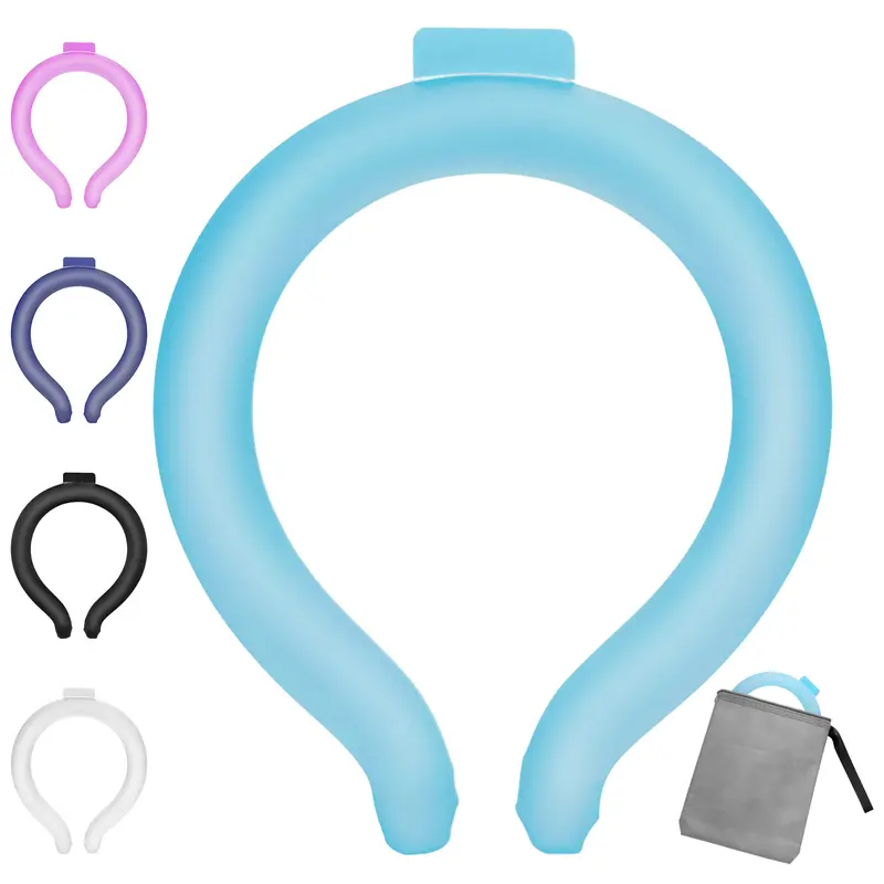 TOPCOTTI Reusable Ergonomic Gel Neck Cooling Tube - 1 Size, Filled with PCM, 1 Insulated Pouch, Cold-Insulated, Freezes Under 18°C, Refrigeratable, Summer Outdoor Sport Relief, Great Gift Option for Family and Friends