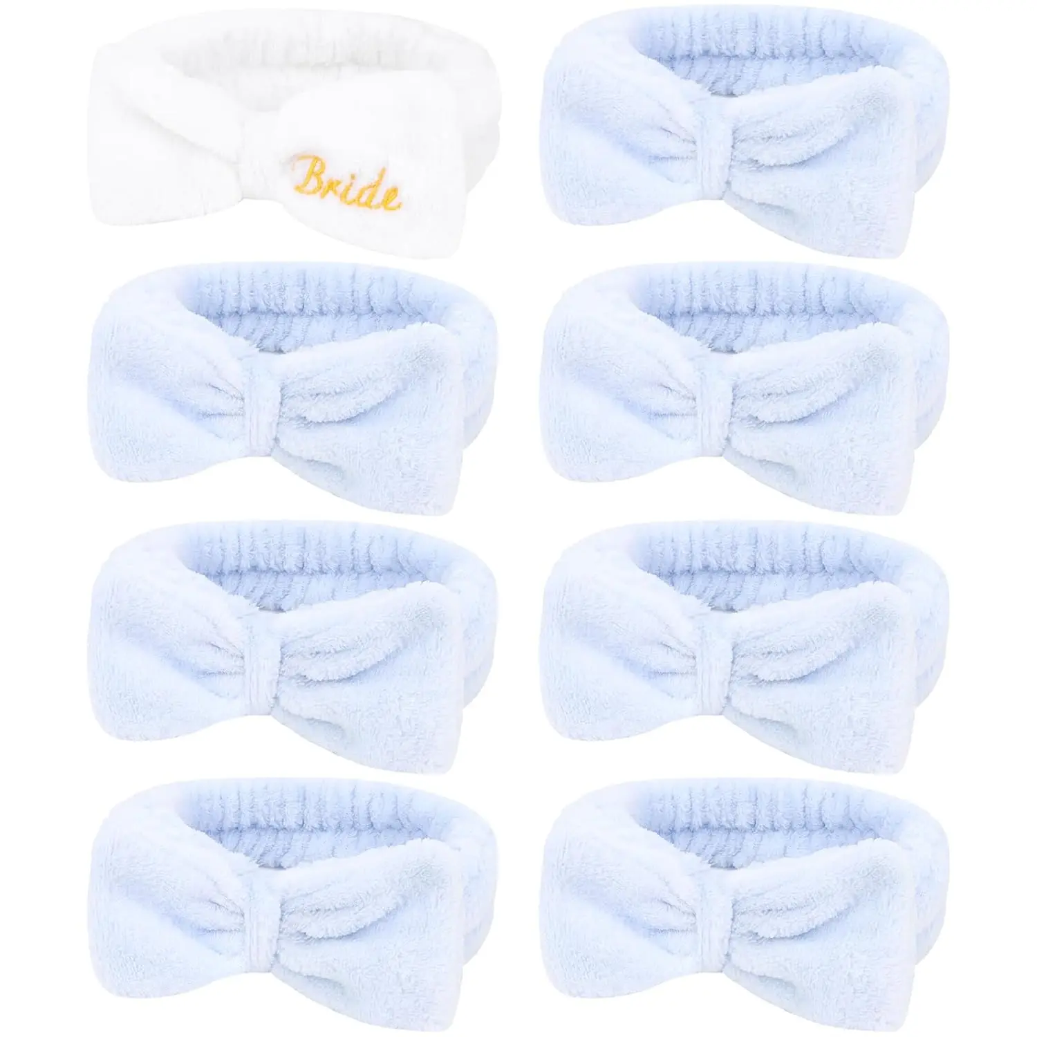8 PCS Bachelorette Party Favor Set - Bride & Bridesmaid Spa Headbands