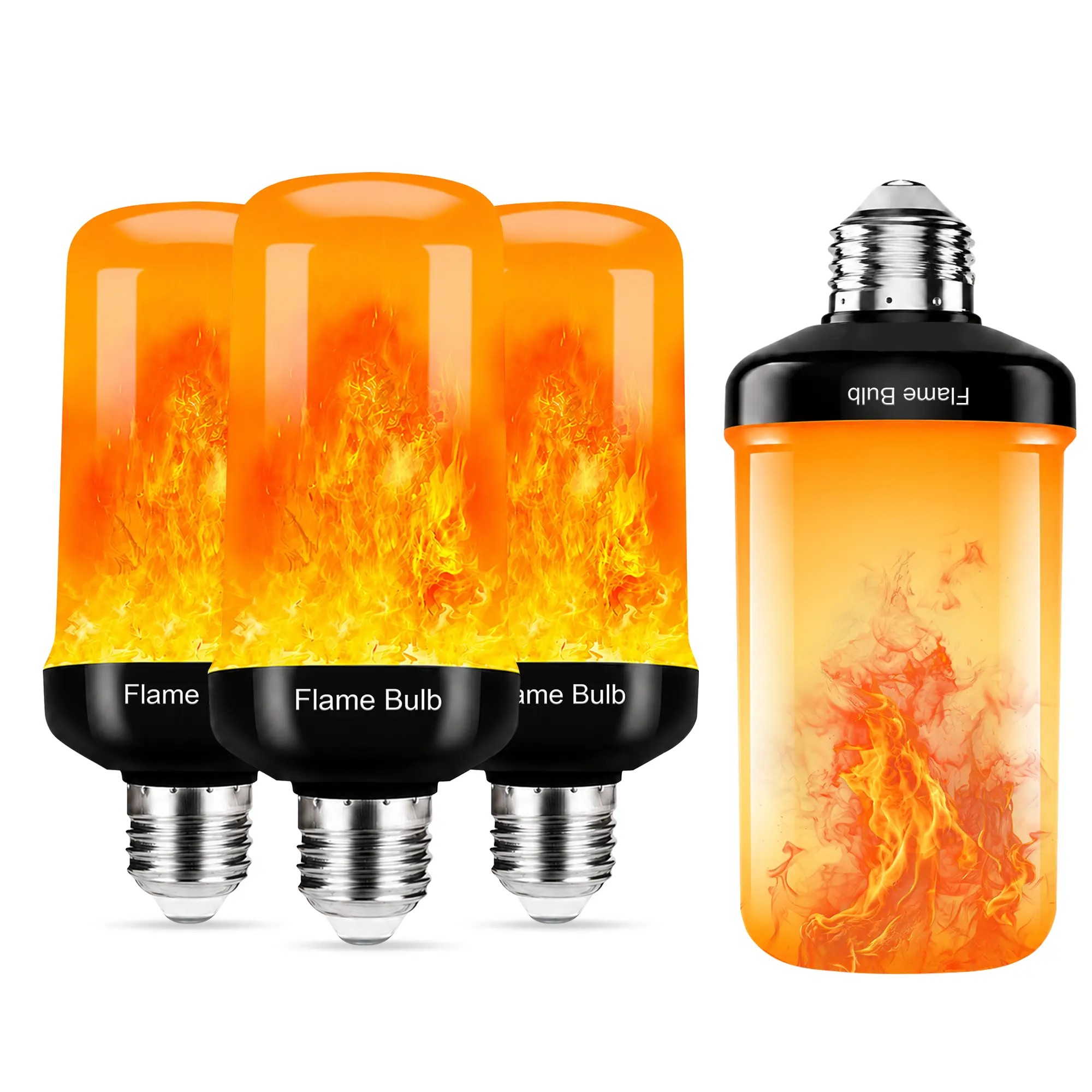 DEBAOBULB LED Flame Effect LED Bulbs - Flicker Effect, 4 Modes, Upside Down Fire, Plastic Body, E27/E26 Base for Outdoor Porch Halloween Decor