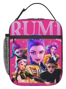 Kpop Pattern Reusable Insulated Bag, Heat-Resistant Lunch Box, Portable Food Container for Home Office School, Unisex Design