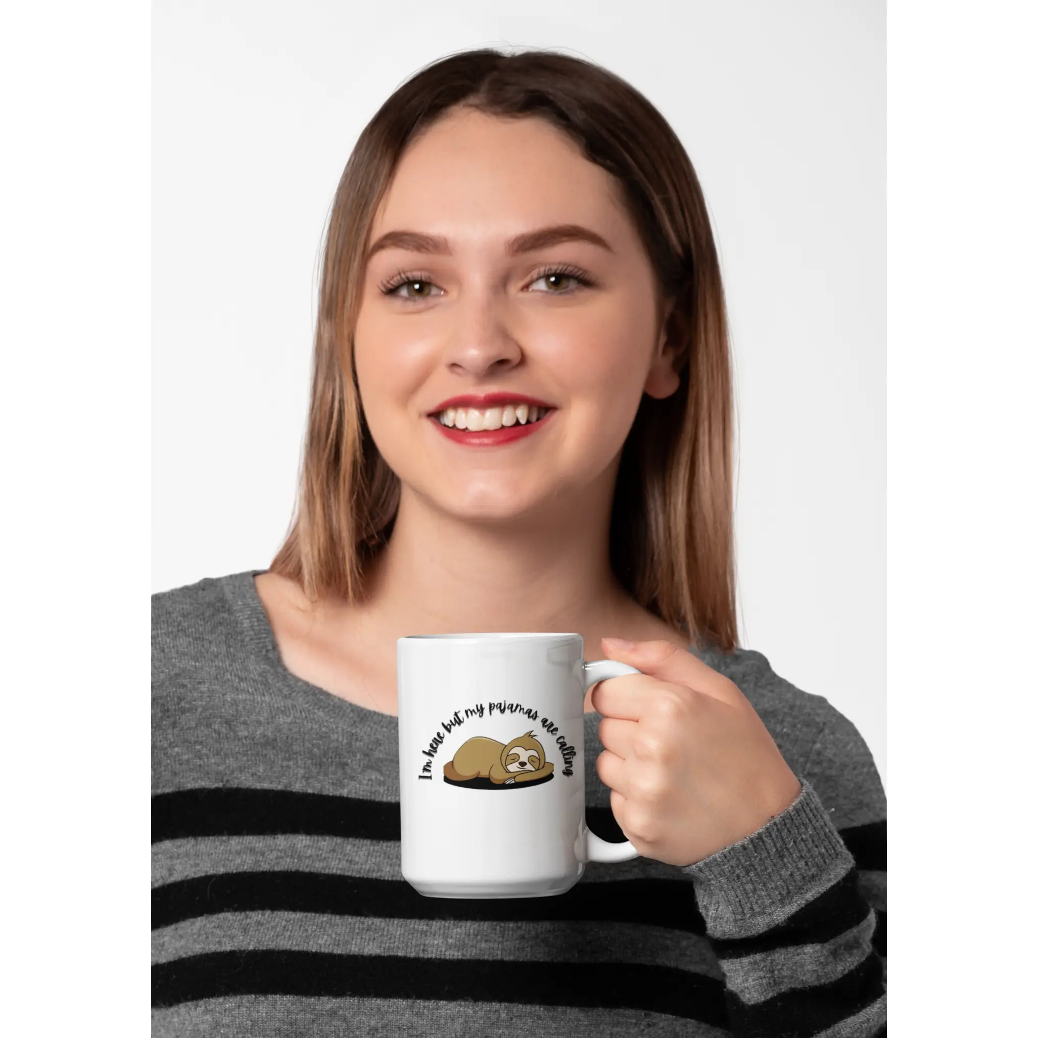 Sleepy Sloth Ceramic Mug - 11oz & 15oz Sizes - Washable Reusable Coffee Cup - Glossy Finish - Dishwasher Safe - Unique Design for Sloth Lovers