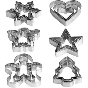 Christmas Cookie Cutter Set - 18 Piece Stainless Steel Gingerbread Man, Snowflake, Tree, Heart, Star, Angel Shapes for Holiday Baking