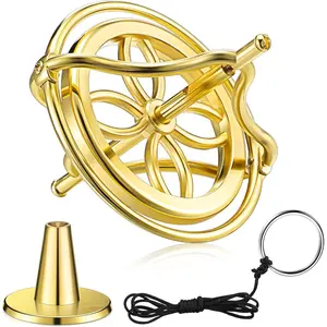 Weewooday Gyroscope Balance Metal Anti-Gravity Spinning Top for Stress-Relieving, Recreational, Training Toy (Gold)
