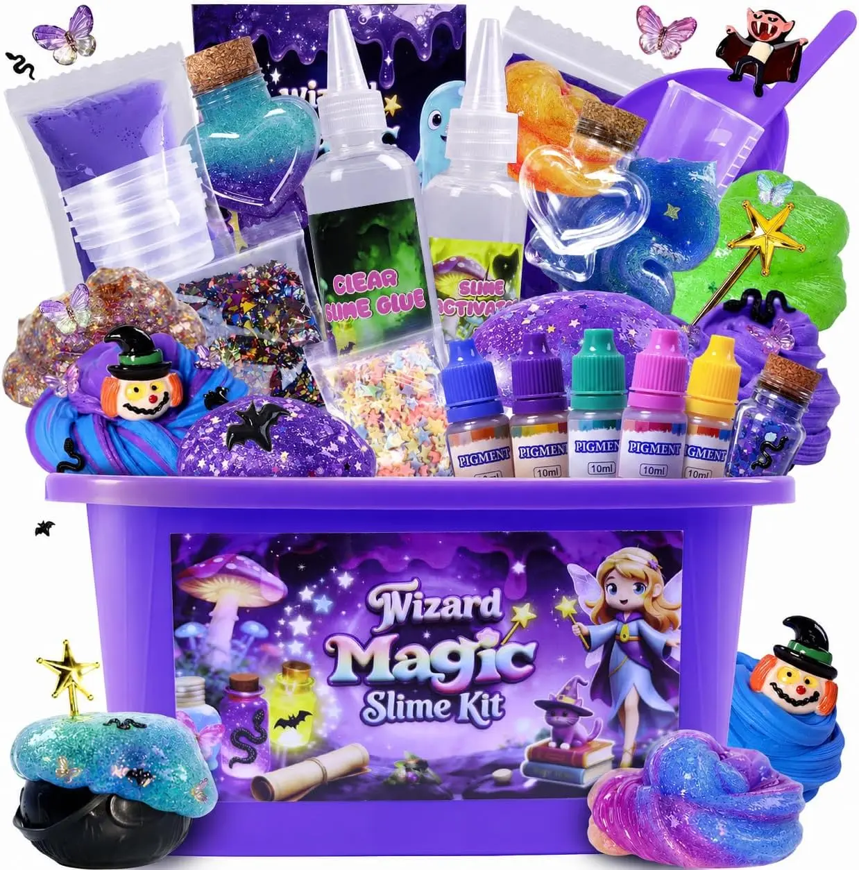 Magic Galaxy Slime Kit for Kids – Scented Non-Stick Slime with Add-Ins, Stress Relief Sensory Toy, Birthday & Halloween Party Favor Gift