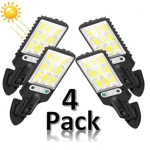 4 Sets Solar Powerd LED Street Lights with 108 Beads Each - Smart Remote & IP65 Waterproof & Motion Sensor - 3 Modes (Security/Dim/Highlight) for Pathways, Garage, Backyards & Front Yards - Heavy-Duty Waterproof Lighting Solution for Home & Outdoor Areas