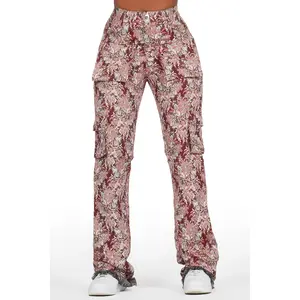 Viviane Pink Floral Tapestry Stacked Pant