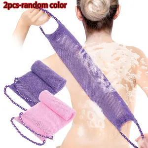 2pcs African Mesh Back Long Net Bath Scrub Towels, One Side Gentle and Fine, the Other Side Coarse and Firm, Effectively Cleanses the Body. Suitable for Back Cleaning During Bathing. Made of High-quality Mesh Material, Designed with a Convenient