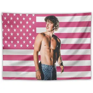 Benson Art Tapestry Actor Star Wall Tapestry Pink American Boone Flag Poster Suitable for College Dormitory Bedroom Living Room Office Party