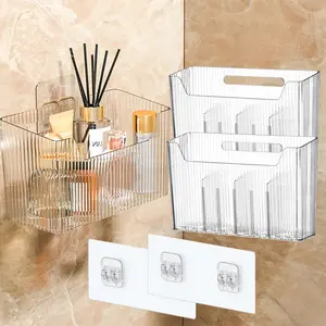2 Pack Kitchen Wrap Organizer Clear Wall Mounted Bathroom Organizers and Storage Bins for Narrow Space, BPA Free Perfect for Food Storage, Silver Foil, Wax Paper, Sandwich Bags, Plastic Wrap-Mounts