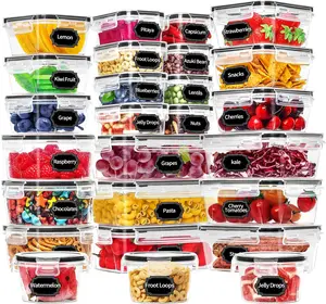 52 Piece Airtight Food Storage Containers with Lids (26 Containers & 26 Lids), Plastic Meal Prep Container, Kitchen storage containers for Pantry Organizers and Storage with Labels & Marker