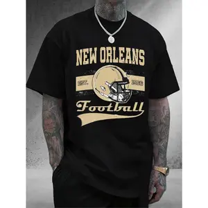 Men's & Women's New Orleans Football Helmet Graphic T-Shirt - Black with Golden Accents, Heavyset year, Team Spirit Apparel - Heavyset year Design - Perfect for Game Days, Casual Wear & Gifts - Breathable Everyday Tee, Football Gear Helmet, Sports Fan Clo