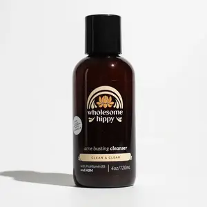 Wholesome Hippy Advanced Acne Provitamin Face Wash with MSM 4 oz Organic Aloe Vera & Jojoba Oil Calming Hydrating Cleanser