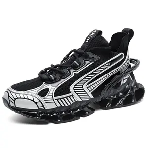 Viral Black Blade Sneakers – High Top Sock Running Shoes with Shock Absorbing Sole & Breathable Knit Upper