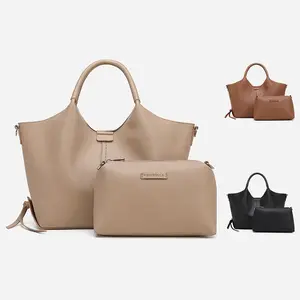 BELLE NewBella Shelly 2 PCS Set Top Handle Bag- PU leather with large capacity tote bag, casual daily use solid color