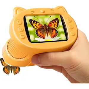 Handheld Digital Mini Microscope for Kids 1000X 4K Portable Pocket 2.4" Screen STEM Educational Science Kit Birthday Gift for 4-12 Year Old Boy Girl (Yellow)