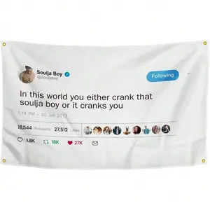 1pc In This World You Either Crank That Soulja Boy Flag 3*5 Feet Funny Poster Banner Wall Outdoor Hanging Flag With 4 Brass Grommets For College Dorm Room Decor bedroom signature tapestry decorative home Vintage Heated Rivalry Eilish summerwins