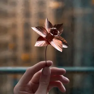 Handmade Pure copper Daffodil perfect for a small vase, or as a flower pot decoration garden decor, gift for loved ones handmade from scratch unique long lasting gift