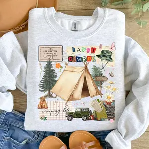 Camping sweatshirt , Retro Summer shirt  Family Adventure,  Patchwork, Outdoors, Camping Shirt , Vintage Camping