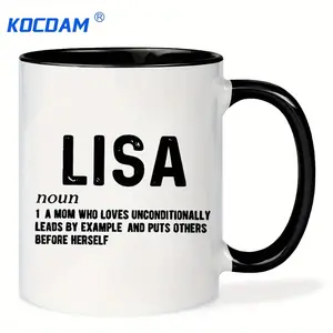 11oz White Ceramic Coffee Mug with Inspirational "Lisa" Definition Quote - Reusable, Hand-Wash Only - Perfect Gift for Coffee Lovers, Men & Women - Coffee Bar Accessories