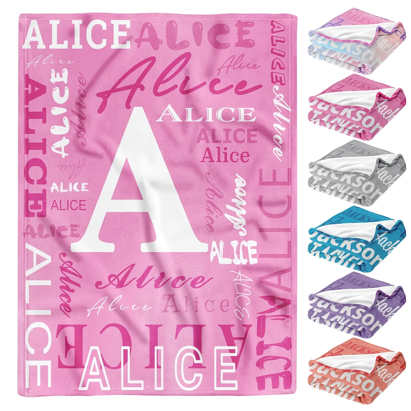 Personalized Monogram Blanket Throw for Home, Travel & Outdoor, Custom Flannel Blanket, Gift for Mother's Day, Father's Day, Christmas, Wedding & Graduation