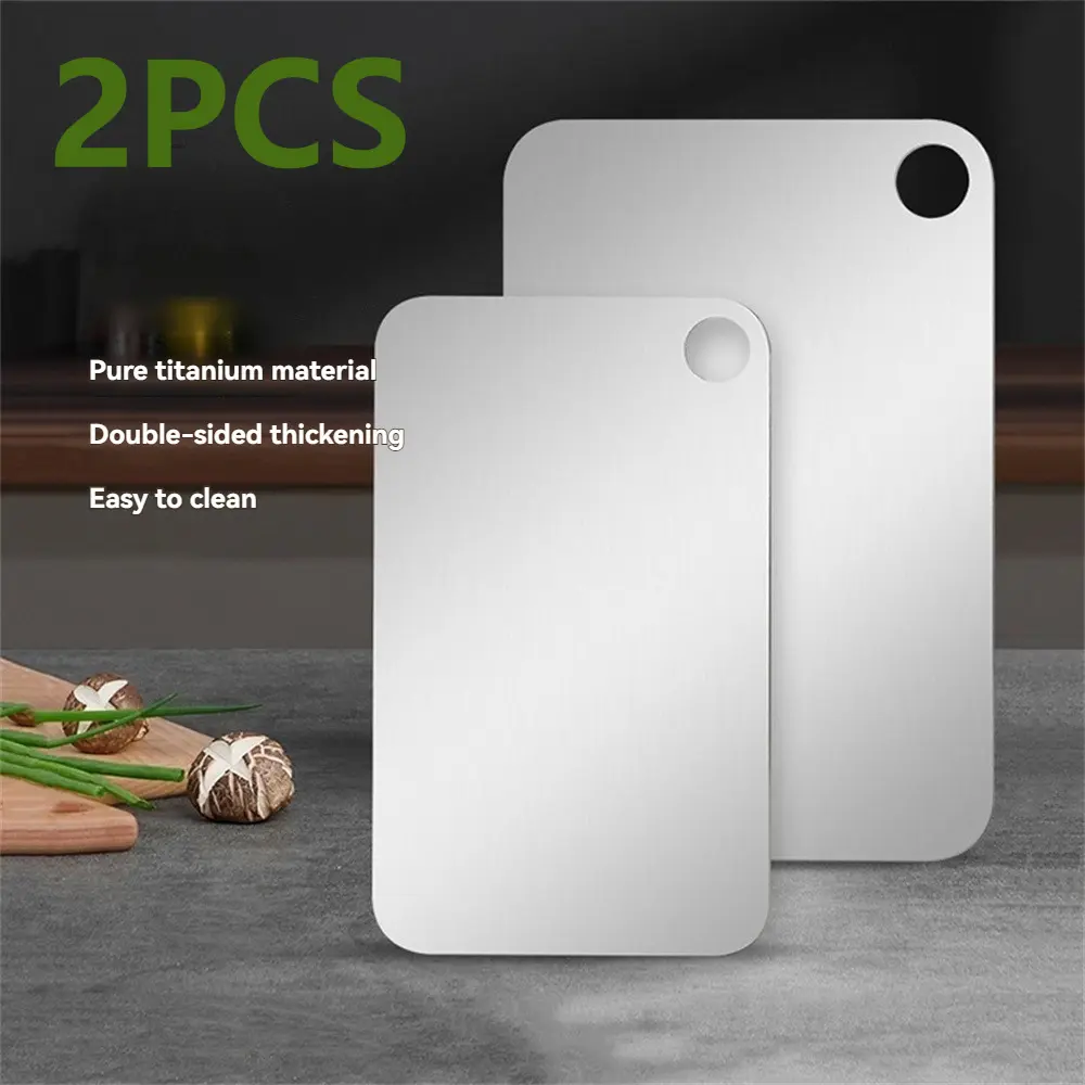 2pcs Stainless Steel Cutting Boards, Durable Anti-Mold Design, Easy Clean Kitchen Chopping Blocks for Outdoor and Indoor Use Meat Vegetables Fruits Baking