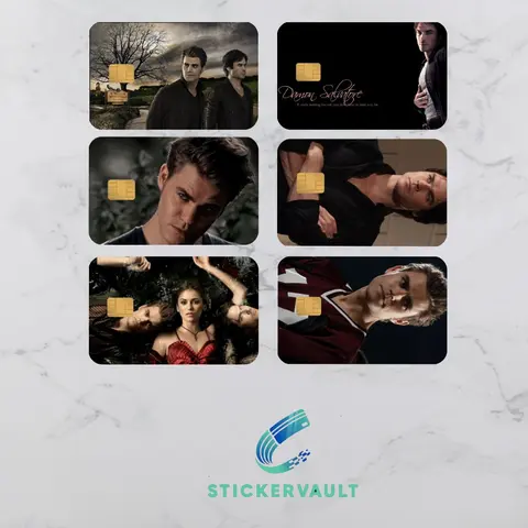 The Vampire Diaries, TVD, Damon, Stefan, Salvatore Brothers Debit Credit Card Sticker-small chip