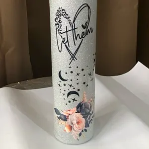 DIY Tumbler - Personalized Glitter Bottle with Design of Let Them Heart and other Accessories