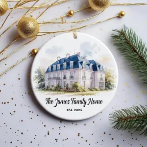 Custom Watercolor House Painting Ornament, Personalized New Home Christmas Ornament, Watercolor Photo Ornament, Housewarming Gift Custom