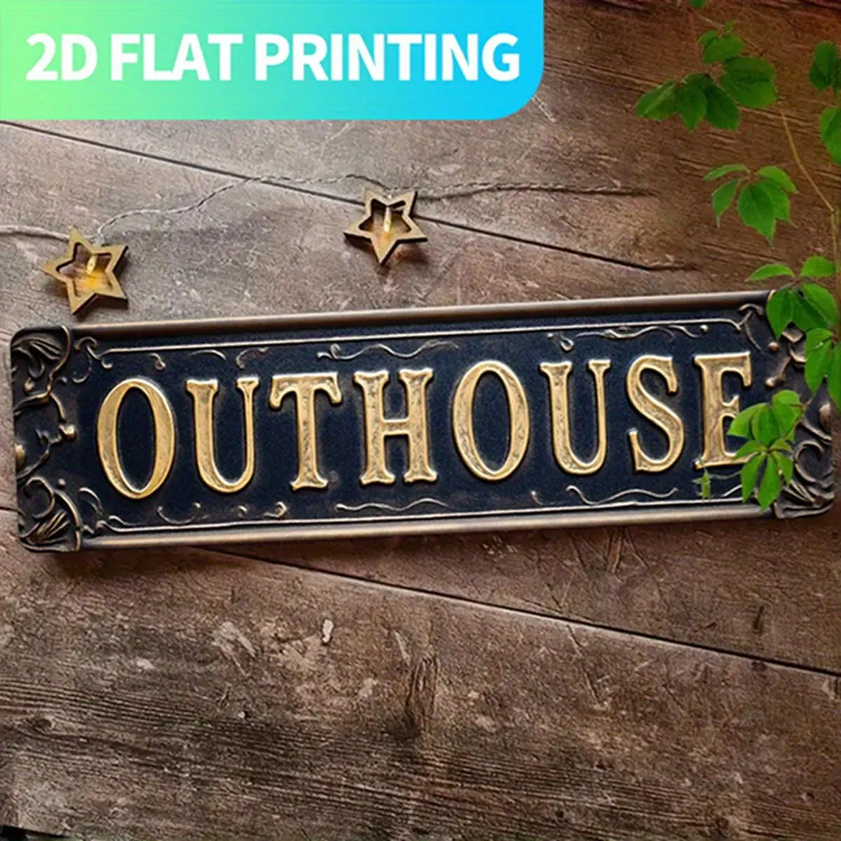 2D Flat, 1pc Vintage "OUTHOUSE" Metal Sign - 15.7x3.9 Inch Aluminum Wall Decor with Pre-Drilled Holes, Easy to Hang, Gothic Style for Home, Kitchen, Farmhouse, Porch - Unique Gift for Friends & Family, Metal Wall Art Decor, Porch Decoration, Rustic Decor,