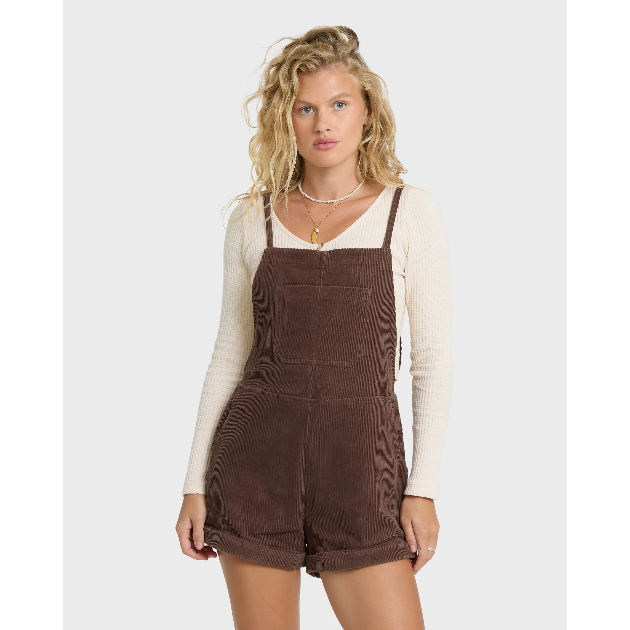 Wild Pursuit Overall Cord Romper - Teak