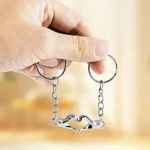 Minimalist Interlocking Love Keychain for Couples, Romantic Matching Pendant Gift